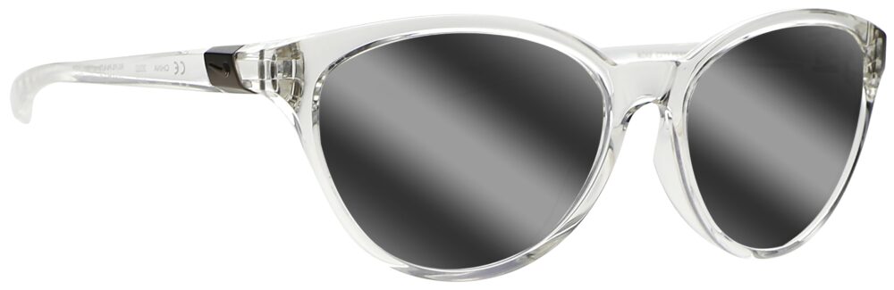 Nike City Persona in Clear Frame with Silver Flash Lens, Angled to the Side Right