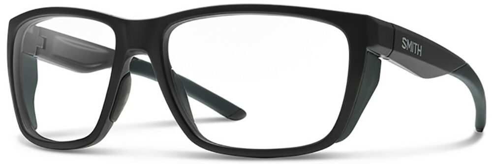 Smith Optics Longfin Elite Sunglasses in Matte Black Frame with Clear Lenses Side Left Angle