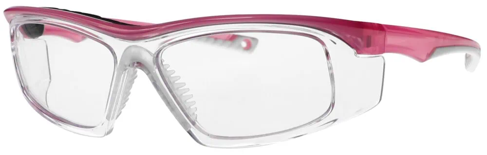 Prescription Safety Glasses T9559 in a Clear Pink Frame, Angled Left Side. RX-T9559-PK