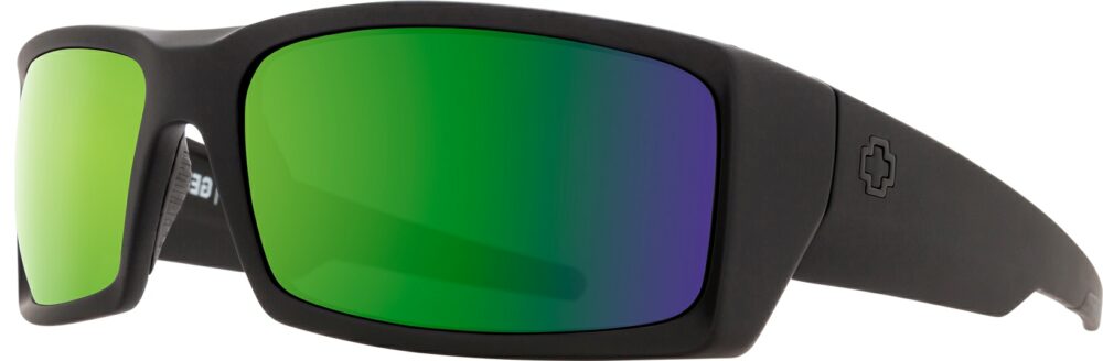 SPY General Soft Matte Black Frame HappY Bronze Polarized with Green Spectra Mirrored Lenses
