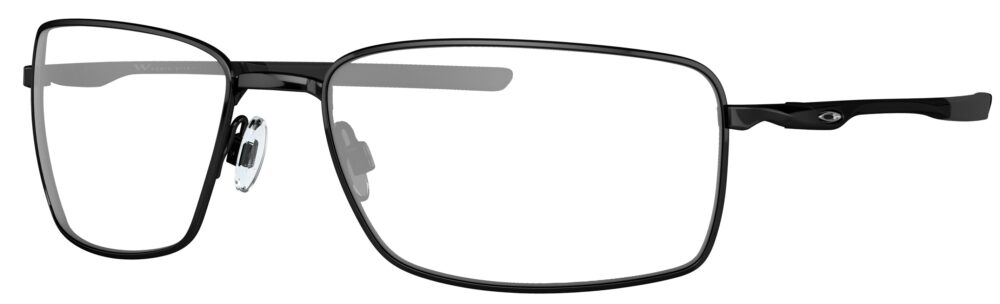Oakley Square Wire Glasses, Polished Black frame. Angled Left