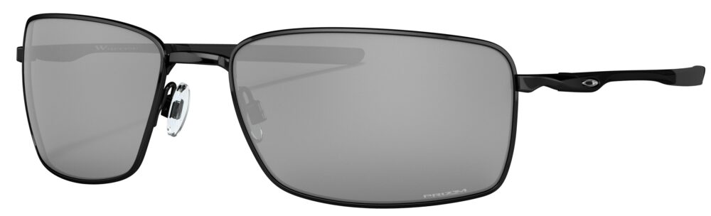 Oakley Square Wire Sunglasses, Polished Black with Prizm Black Lenses. Angled Left
