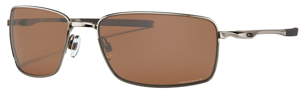 Oakley Square Wire Sunglasses, Tungsten with Prizm Tungsten Polarized Lenses. Angled Left