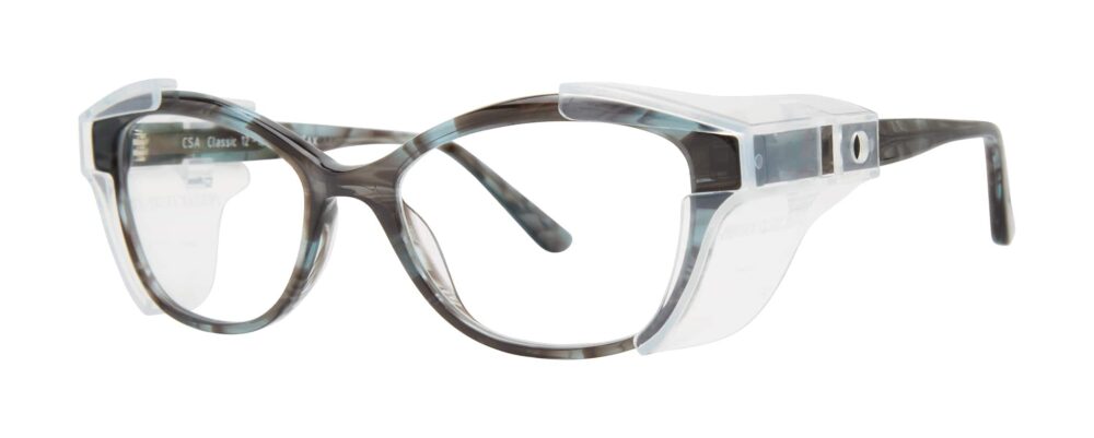 Pentax Classic 12 Glasses, Blue Marble frame with side shields. Angled left