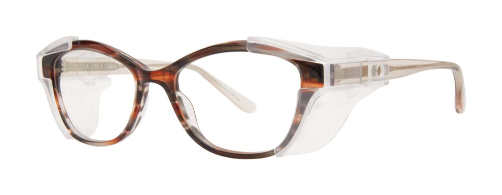 Pentax Classic 12 Glasses, Brown Horn frame with side shields. Angled left
