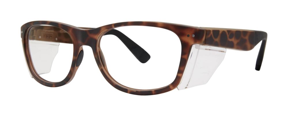 Pentax Classic 56 Glasses, Matte Tortoise frame with side shields. Angled left