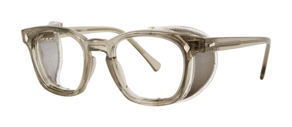 Pentax F9800 Glasses, Smoke frame with Wire Mesh side shields. Angled left