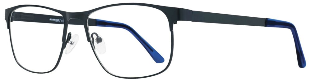 Affordable Designs Chevy Eyeglasses, Navy frame. Angled left