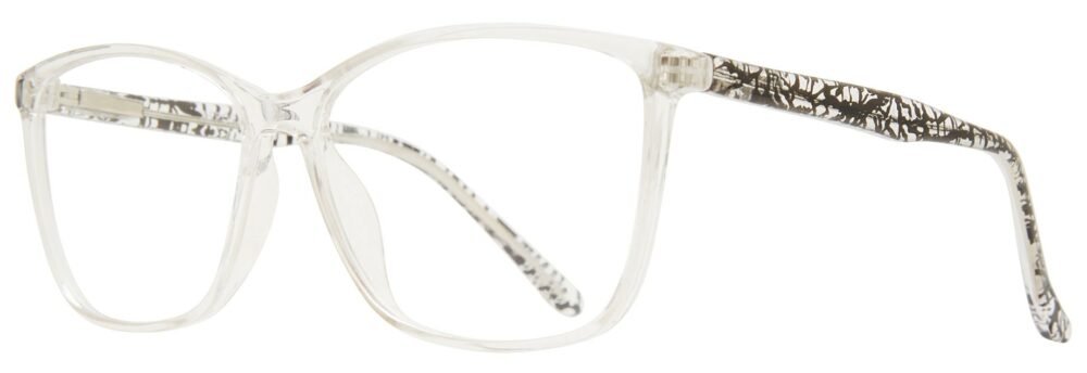 Affordable Designs Gloria Eyeglasses, Crystal Black frame. Angled left