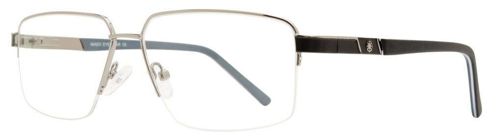 MAXX Bo Eyeglasses, Gunmetal frame. Angled left
