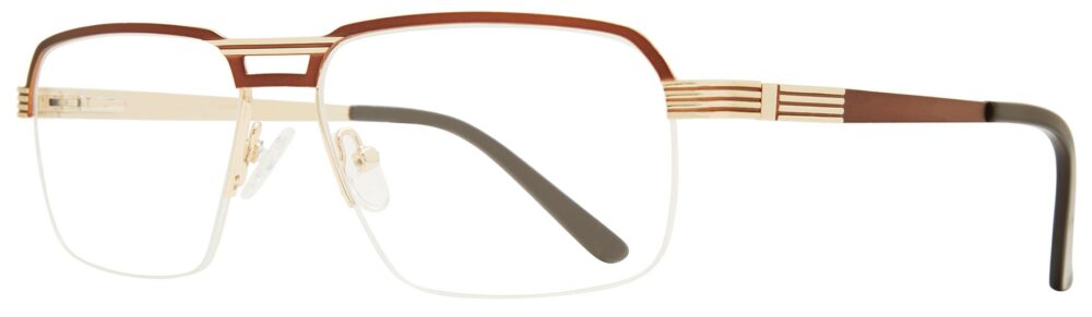 MAXX Terence Eyeglasses, Brown frame. Angled left