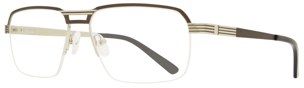 MAXX Terence Eyeglasses, Gunmetal frame. Angled left