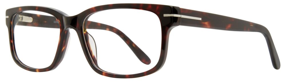 Serafina Eyewear, Drake Prescription Glasses, Tortoise frame. Angled left