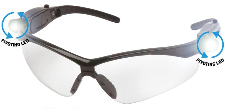 Pyramex-Safety-Pmxtreme_Black-Frame-with-Clear-Lenses-with-LED-Temples_Angled-Left_PMX-SB6310SPLED