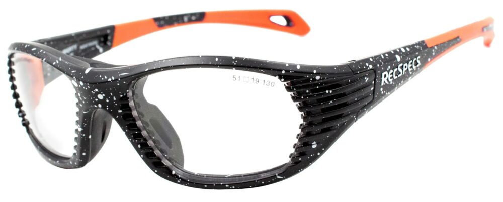 recspecs-maxxair-spotted_matte_black_orange-angle_left-RX_Safety